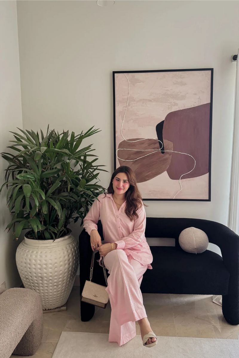 Blush Pink Cotton Gauze Co Ord Set