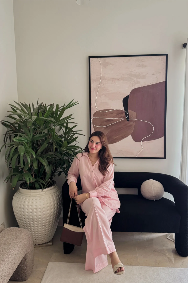 Blush Pink Cotton Gauze Co Ord Set