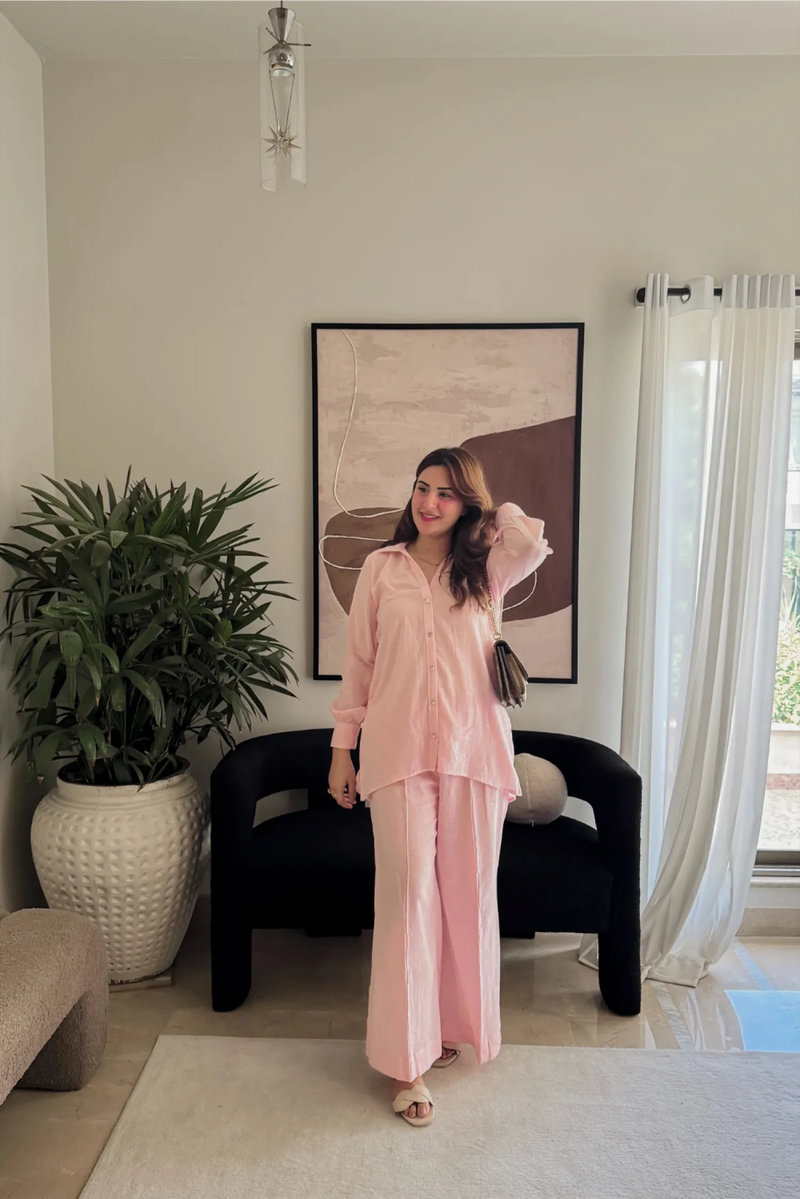 Blush Pink Cotton Gauze Co Ord Set