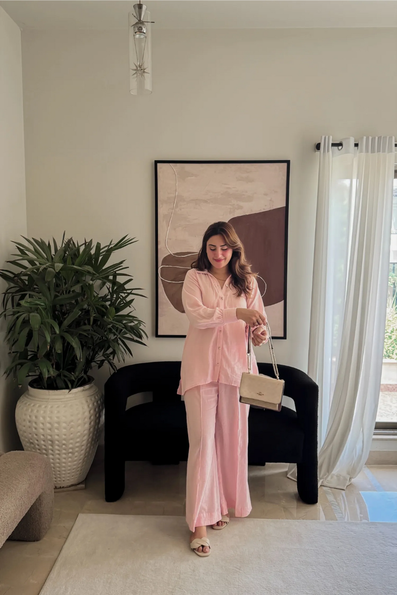 Blush Pink Cotton Gauze Co Ord Set