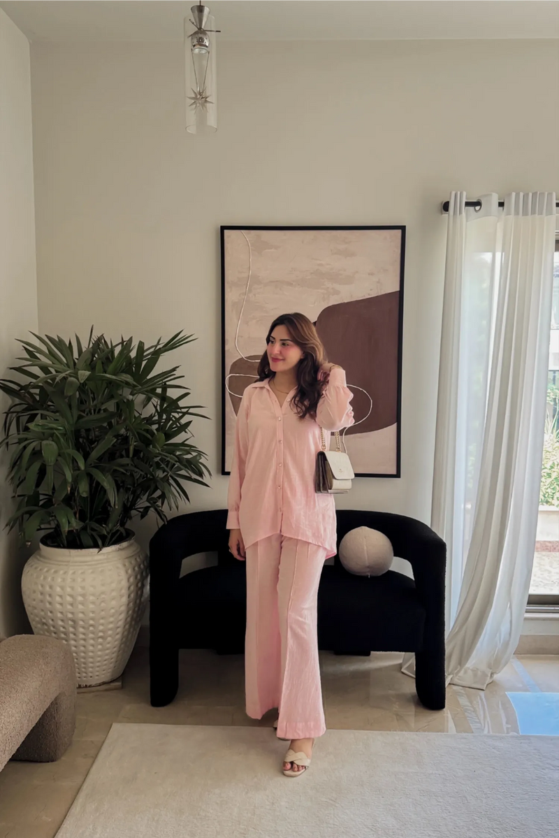 Blush Pink Cotton Gauze Co Ord Set