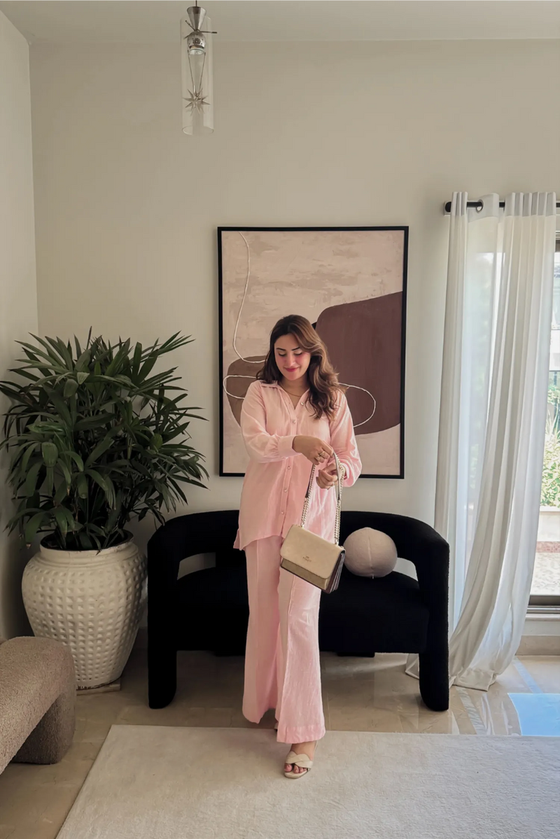 Blush Pink Cotton Gauze Co Ord Set