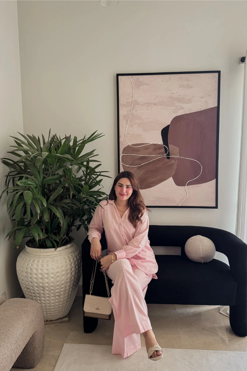 Blush Pink Cotton Gauze Co Ord Set