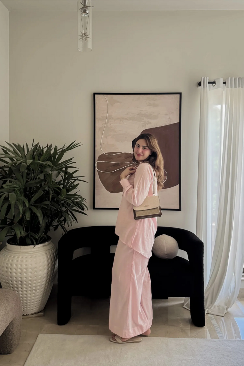 Blush Pink Cotton Gauze Co Ord Set