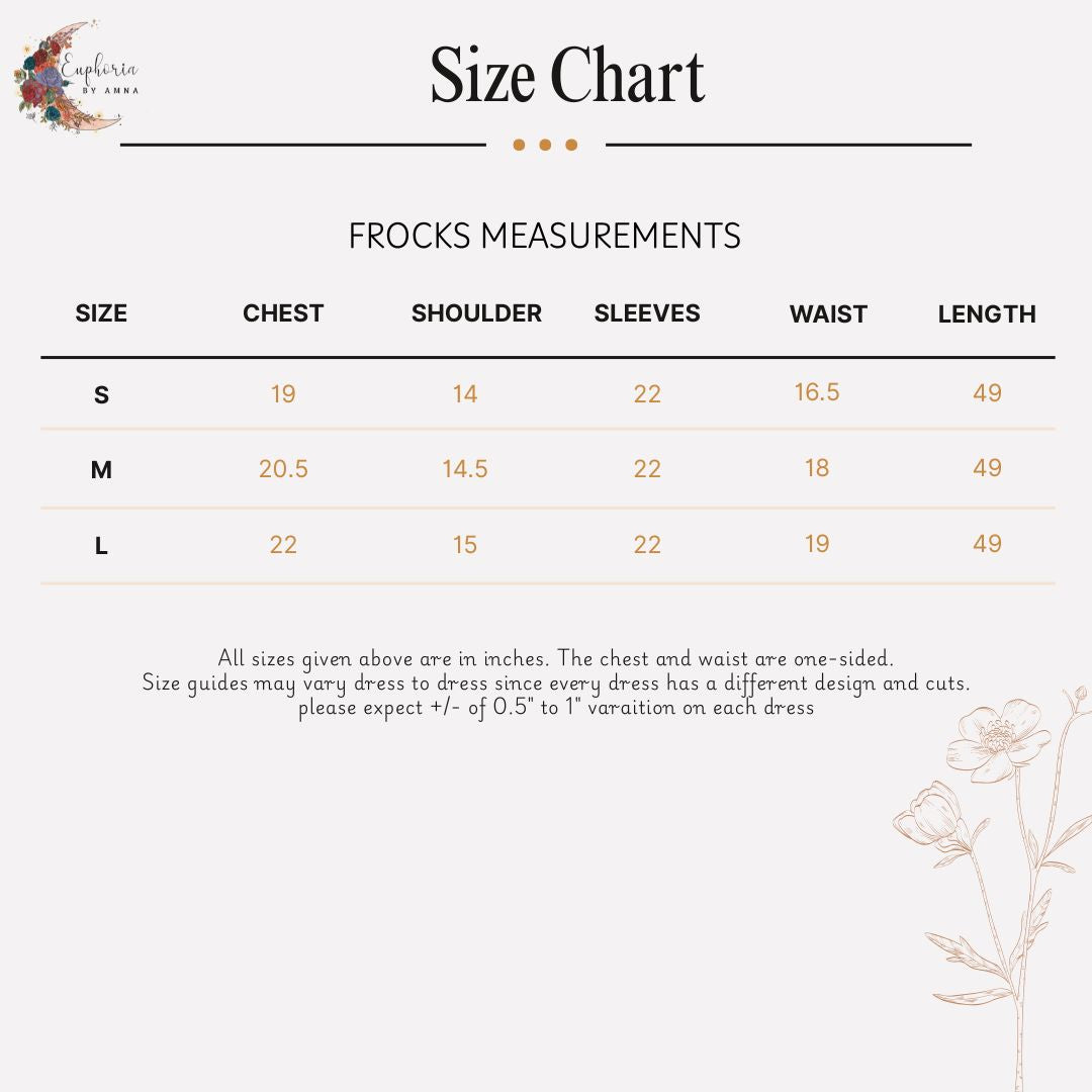 Size chart for Euphoria Bloom