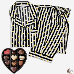 Honeycomb Stripe Set (Black & white Stripes with Gold hearts)