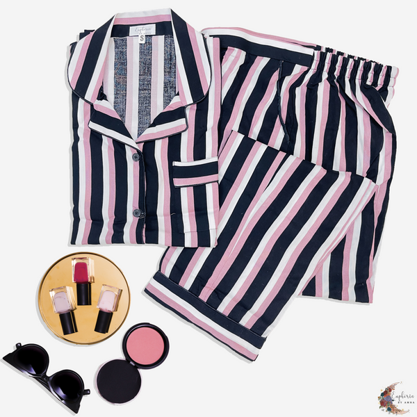 Midnight Glam Set 🌙 (Pink & Black Stripe)