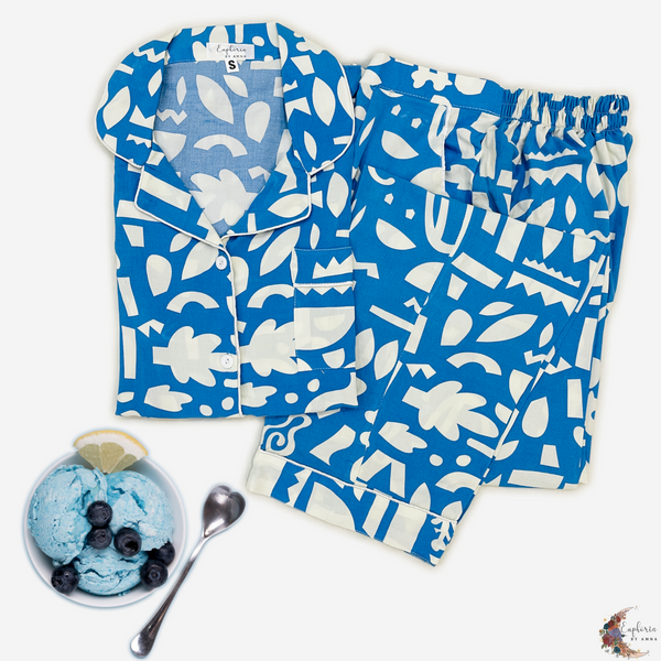 Skyline Scribble Set 🩵 (Abstract Blue & White Print)