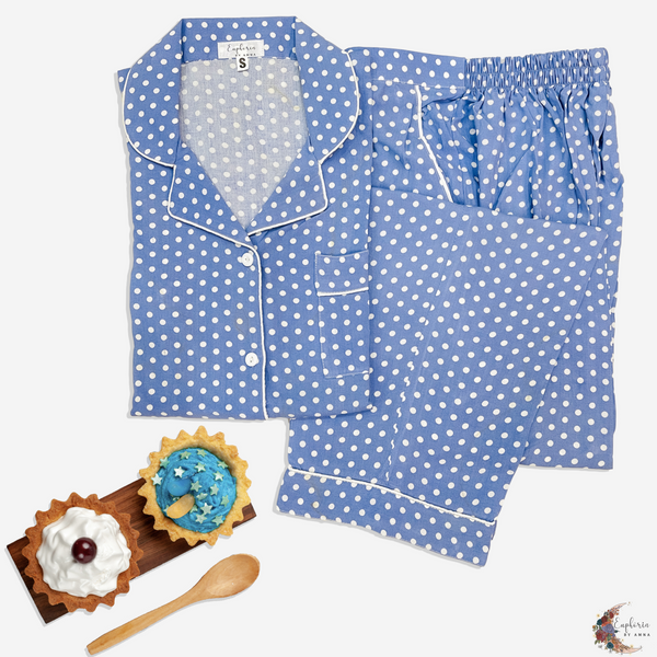 Dotty Blue Set💙 (Blue with White Polka Dots)
