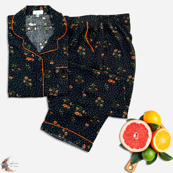 Black Orange Floral