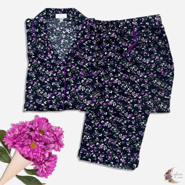 Black Purple Floral