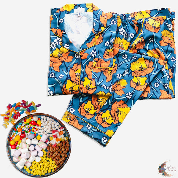 Blue Orange Floral