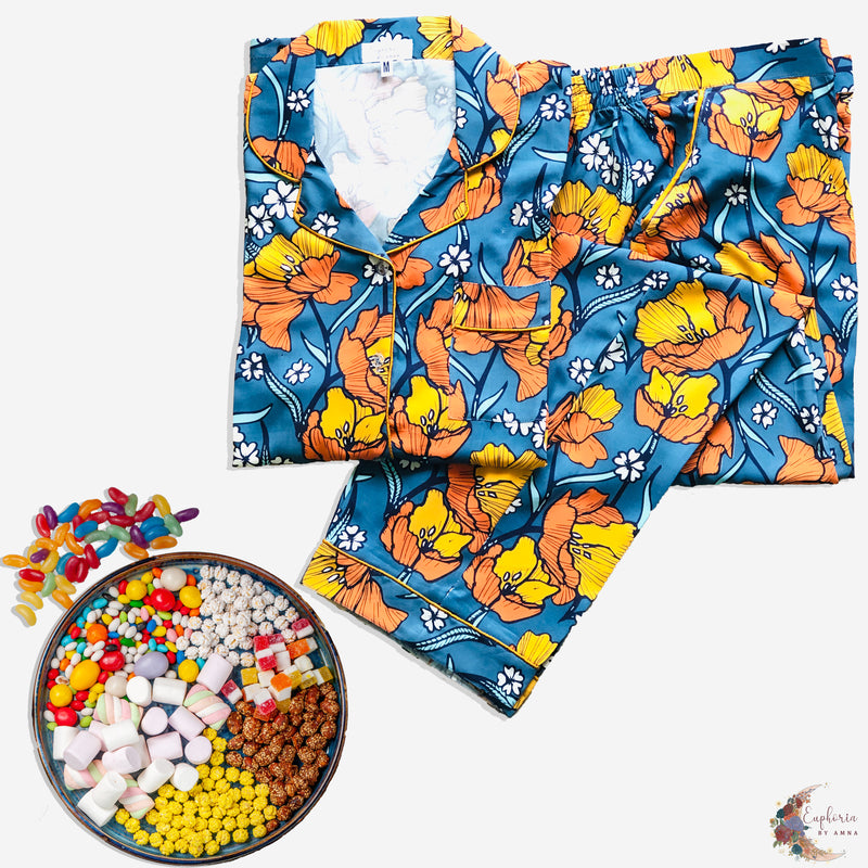 Blue Orange Floral
